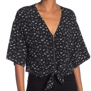 Code X Mode | Floral zip cropped top XL NWT